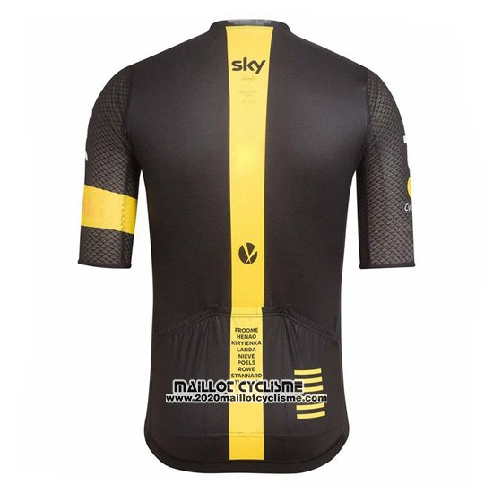 2017 Maillot Ciclismo Sky Jaune et Noir Manches Courtes et Cuissard